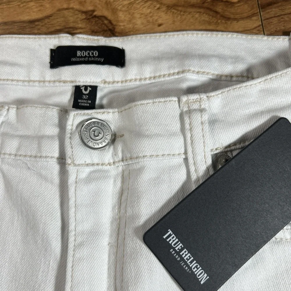 True Religion Jeans Men's 32x33 White Rocco Relaxed Skinny NWT‎ Stretch Denim